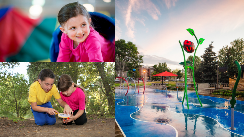 Obstacle course, scavenger hunt and splash pad 