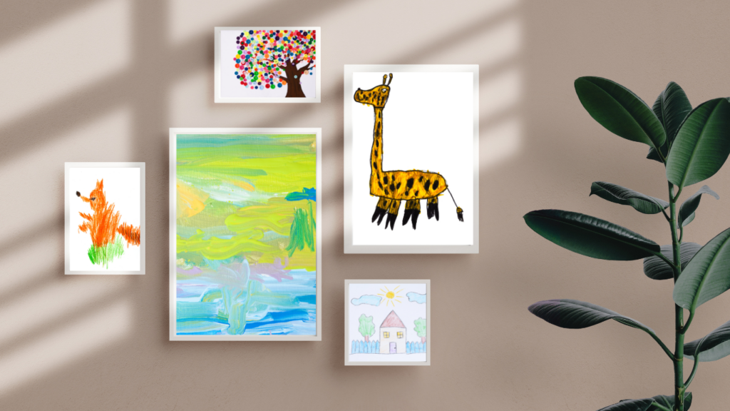 kids art display wall 